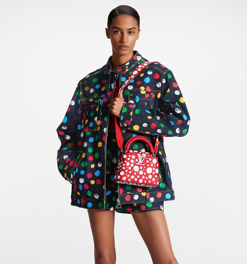 Louis Vuitton Women LV x YK Capucines Mini Red Taurillon Bull Calf Leather Infinity Dots Print
