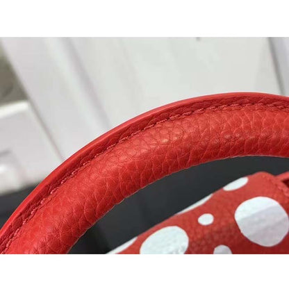 Louis Vuitton Women LV x YK Capucines Mini Red Taurillon Bull Calf Leather Infinity Dots Print