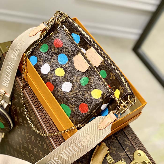 Louis Vuitton Women LV x YK Multi Pochette Accessoires Monogram Coated Canvas 3D Painted Dots