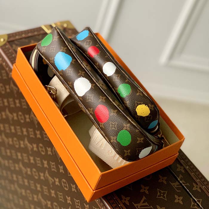 Louis Vuitton Women LV x YK Multi Pochette Accessoires Monogram Coated Canvas 3D Painted Dots