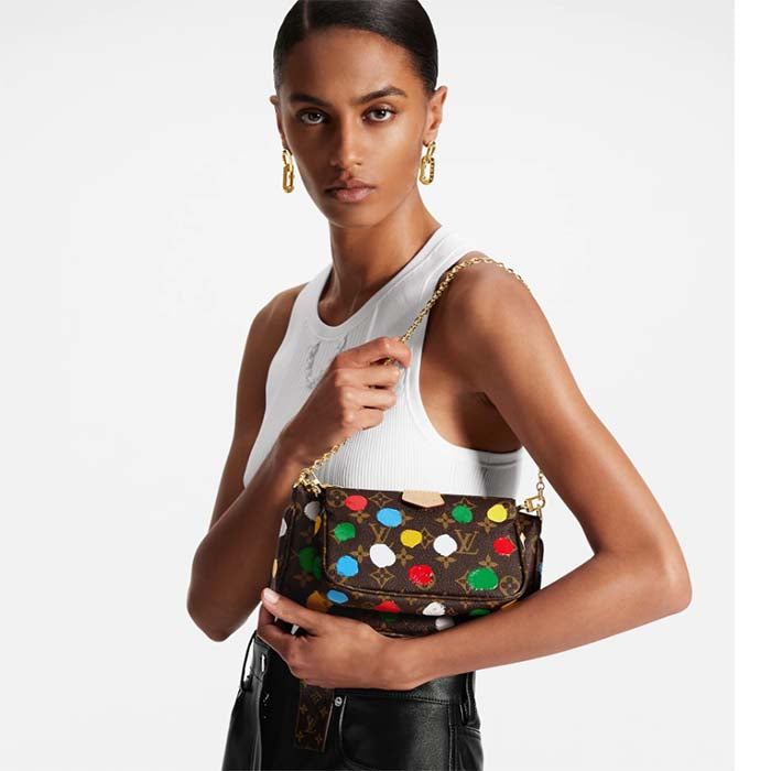 Louis Vuitton Women LV x YK Multi Pochette Accessoires Monogram Coated Canvas 3D Painted Dots
