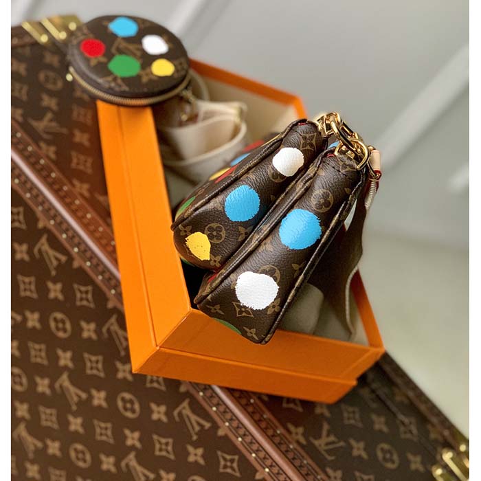 Louis Vuitton Women LV x YK Multi Pochette Accessoires Monogram Coated Canvas 3D Painted Dots