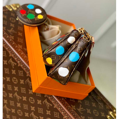 Louis Vuitton Women LV x YK Multi Pochette Accessoires Monogram Coated Canvas 3D Painted Dots