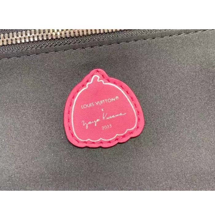 Louis Vuitton Women LV x YK Neverfull MM Black Fuchsia Embossed Grained Monogram Empreinte Cowhide