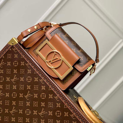 Louis Vuitton Women Mini Dauphine Lock XL Monogram Coated Canvas Cowhide Leather