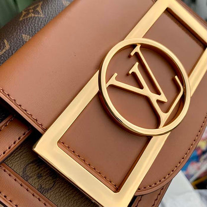 Louis Vuitton Women Mini Dauphine Lock XL Monogram Coated Canvas Cowhide Leather
