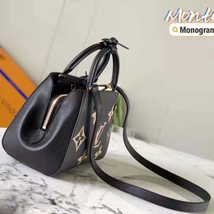 Louis Vuitton Women Montaigne BB Handbag Black Beige Embossed Grained Cowhide Leather