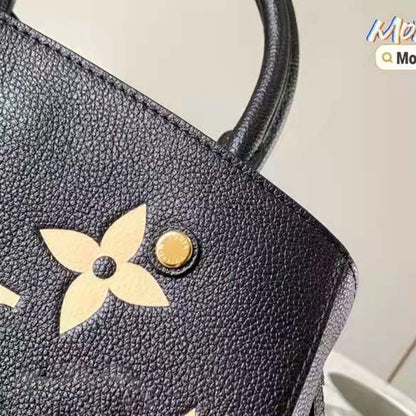 Louis Vuitton Women Montaigne BB Handbag Black Beige Embossed Grained Cowhide Leather