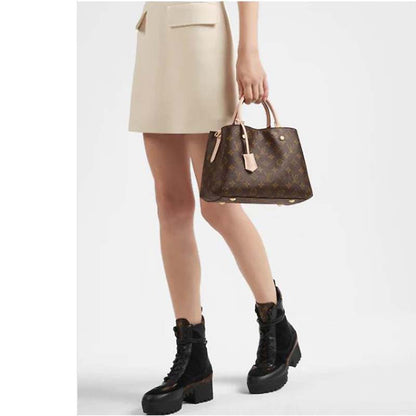 Louis Vuitton Women Montaigne BB Handbag Monogram Canvas Natural Cowhide Leather