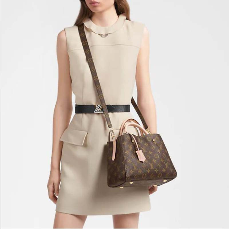 Louis Vuitton Women Montaigne BB Handbag Monogram Canvas Natural Cowhide Leather
