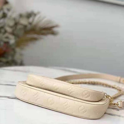 Louis Vuitton Women Multi Pochette Accessoires Cream Embossed Supple Grained Cowhide