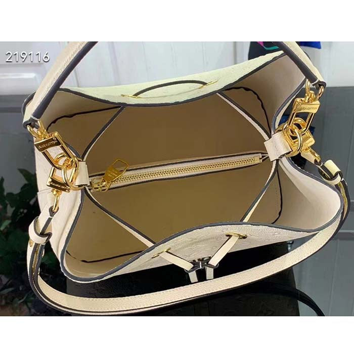 Louis Vuitton Women NeoNoé MM Bucket Bag Crème Beige Embossed Grained Cowhide Leather