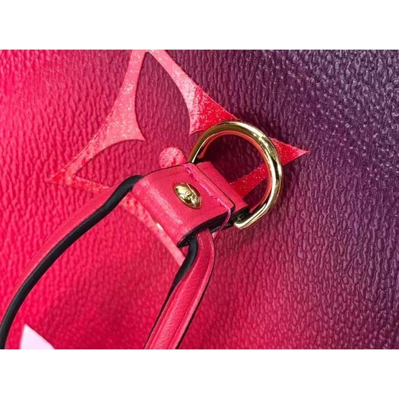 Louis Vuitton Women Neverfull MM Tote Midnight Fuchsia Monogram Coated Canvas