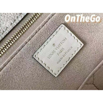 Louis Vuitton Women Onthego MM Tote Bag Crème Beige Embossed Grained Cowhide Leather