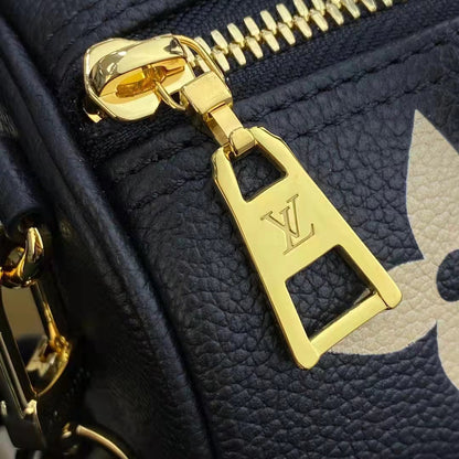 Louis Vuitton Women Papillon BB Black Beige Embossed Supple Grained Cowhide Leather