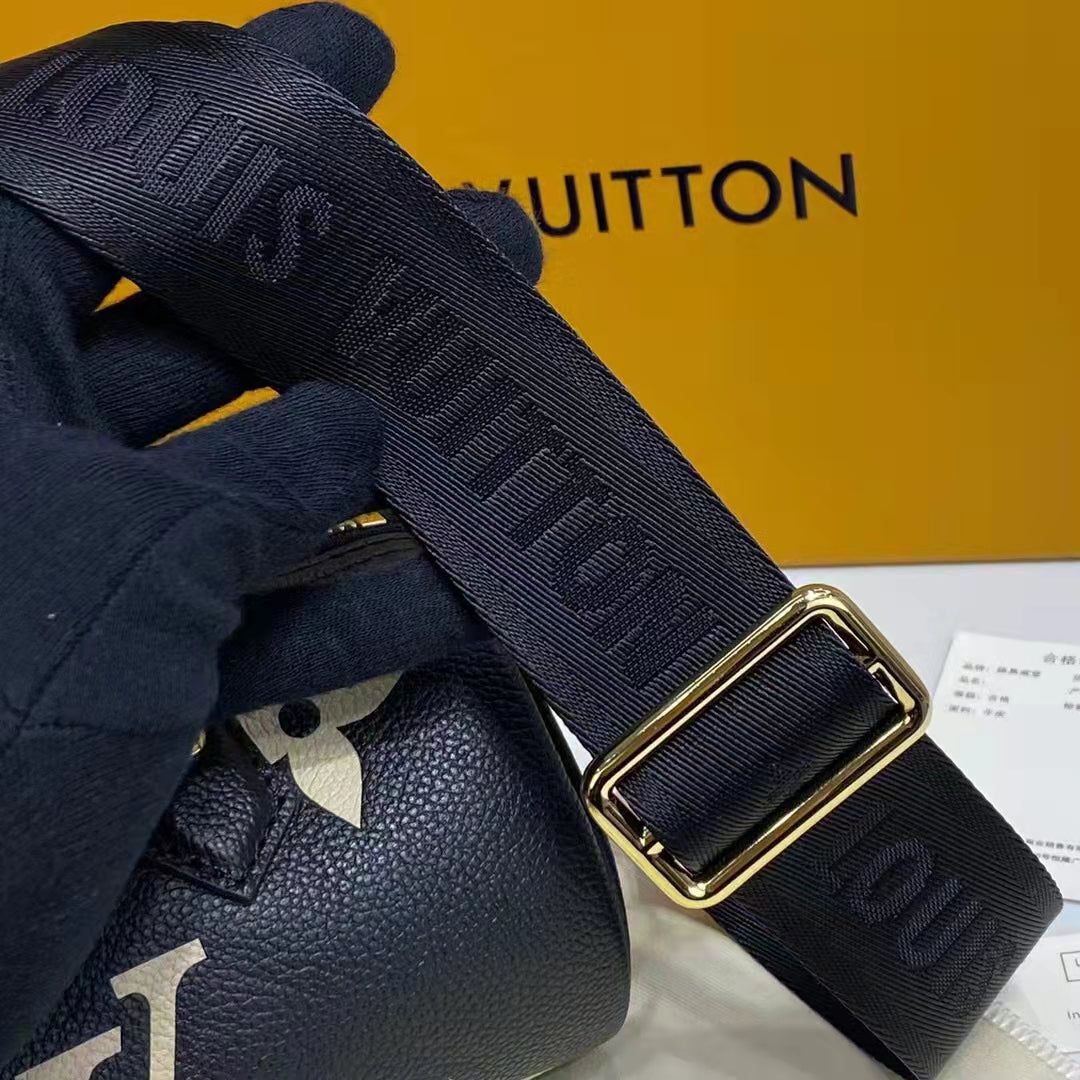 Louis Vuitton Women Papillon BB Black Beige Embossed Supple Grained Cowhide Leather