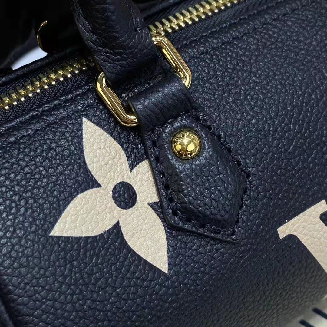 Louis Vuitton Women Papillon BB Black Beige Embossed Supple Grained Cowhide Leather