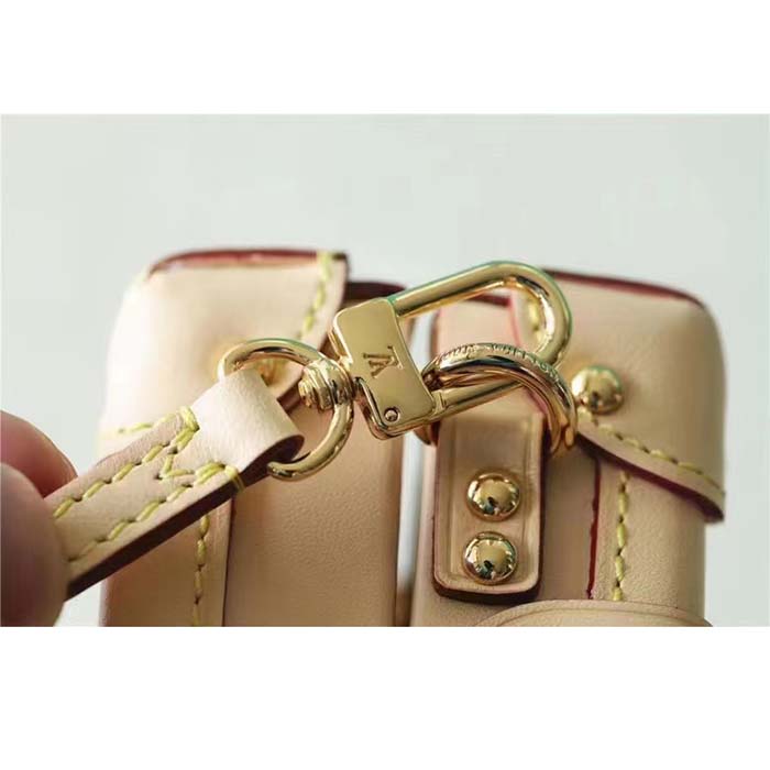 Louis Vuitton Women Petite Malle Beige Monogram Coated Canvas Cowhide Leather Sheepskin