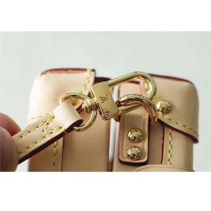 Louis Vuitton Women Petite Malle Beige Monogram Coated Canvas Cowhide Leather Sheepskin