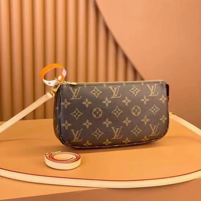 Louis Vuitton Women Pochette Accessoires Natural Cowhide Leather Trimmings Zipper Closure