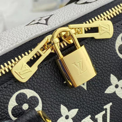 Louis Vuitton Women Speedy Bandouliere 20 Bag Black Printed Embossed Grained Cowhide