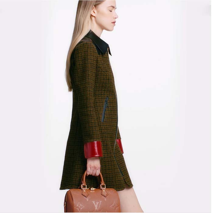 Louis Vuitton Women Speedy Bandoulière 25 Handbag Cognac Brown Embossed Grained Cowhide Leather