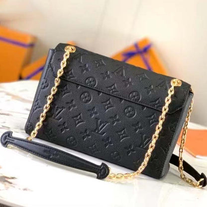 Louis Vuitton Women Vavin PM Handbag Black Embossed Supple Grained Cowhide Leather