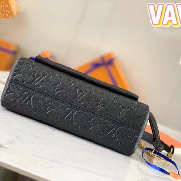 Louis Vuitton Women Vavin PM Handbag Black Embossed Supple Grained Cowhide Leather