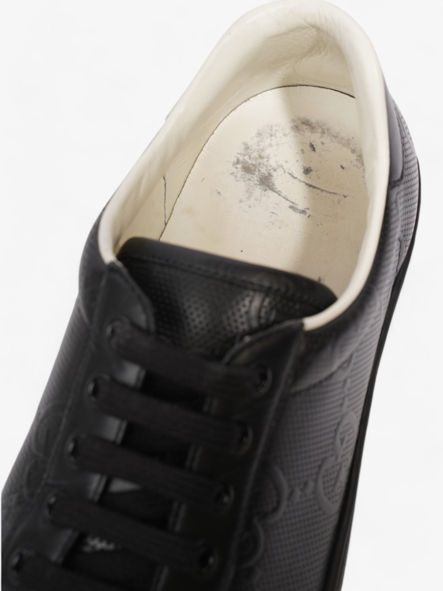Gucci GG Ace Embossed Trainers Black Leather EU 41 UK 7