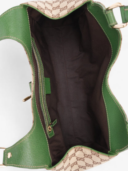 Gucci Jackie Beige And Ebony GG Supreme / Green Canvas