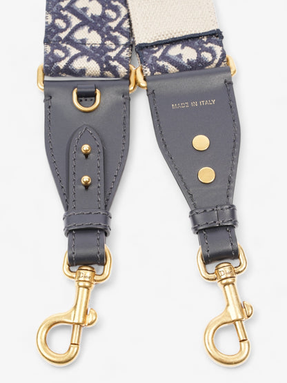 Christian Dior Adjustable Shoulder Strap With Ring Blue Oblique / Gold Cotton