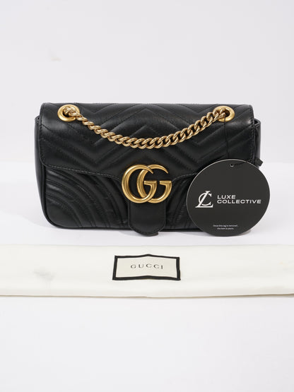 Gucci Marmont Flap Black Matelasse Leather Small