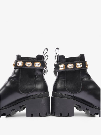 Gucci GG Jewelled Boots 50 Black / Gold Leather EU 37 UK 4