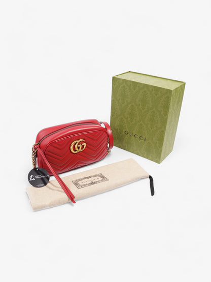 Gucci Marmont Zip Red Matelasse Leather Small