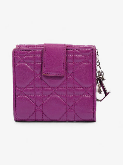 Christian Dior Lady Dior Lotus Wallet Purple / Silver Lambskin Leather
