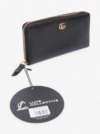 Gucci GG Marmont Zip Around Wallet Black / Gold Leather