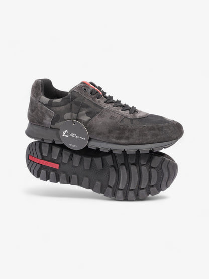 Prada Camo Sneakers Black / Grey / Khaki Suede EU 45 UK 11