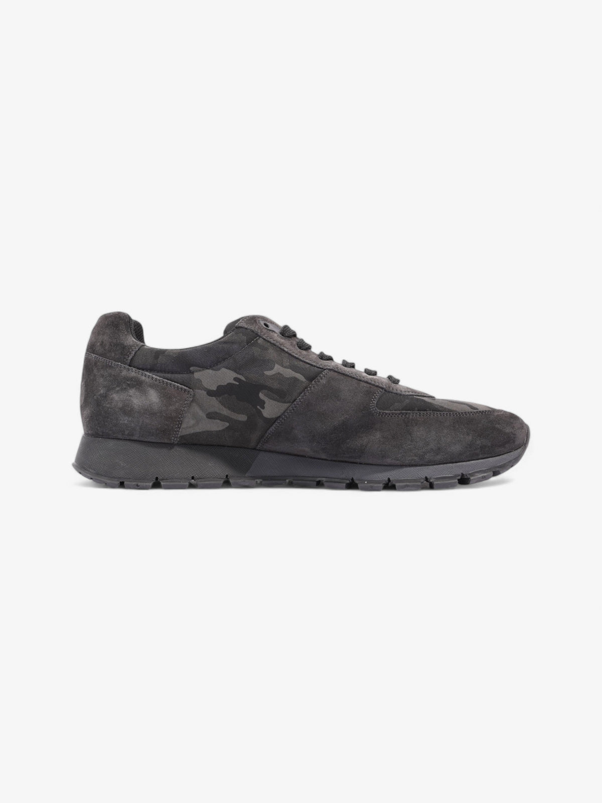 Prada Camo Sneakers Black / Grey / Khaki Suede EU 45 UK 11