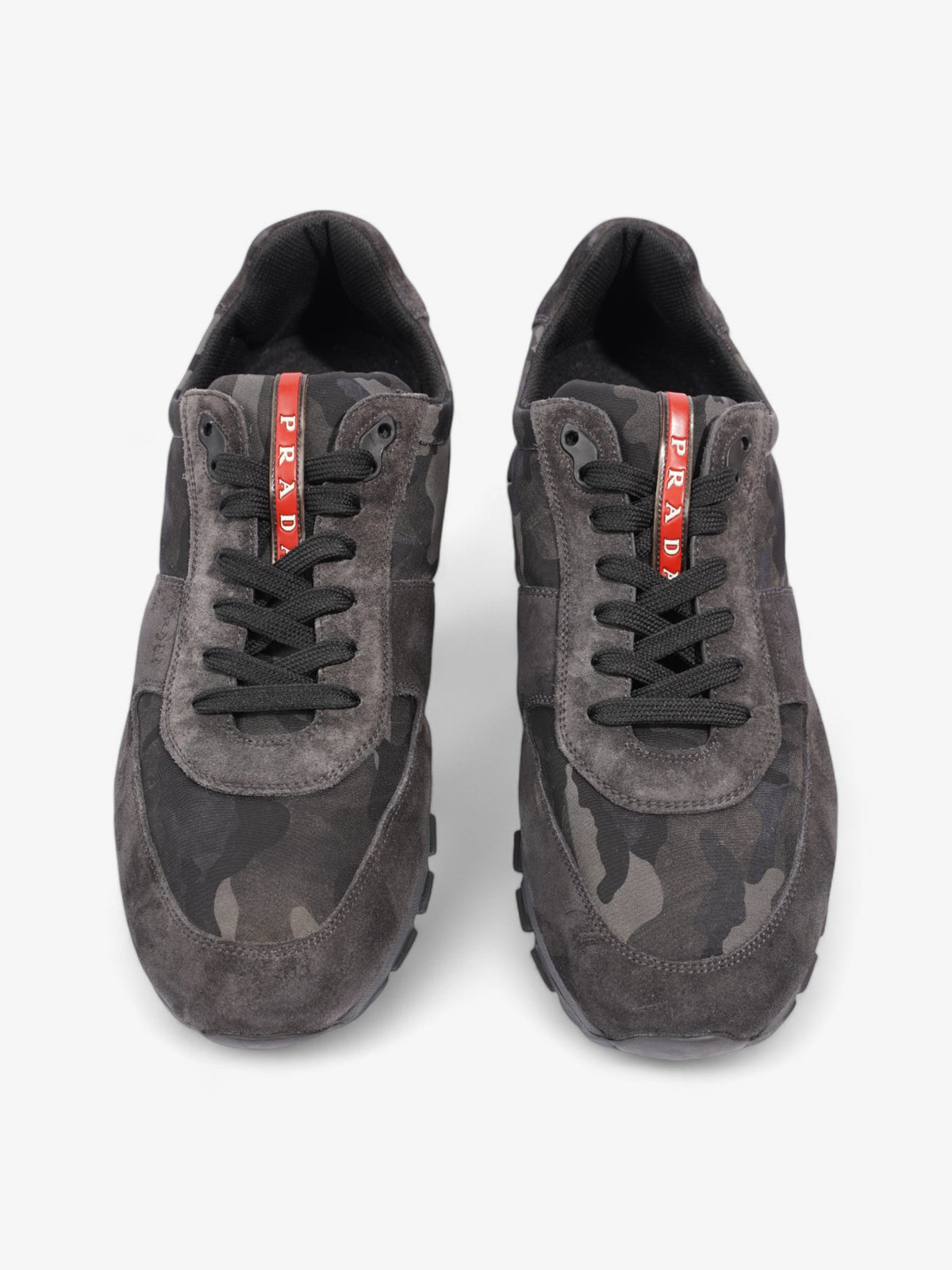 Prada Camo Sneakers Black / Grey / Khaki Suede EU 45 UK 11