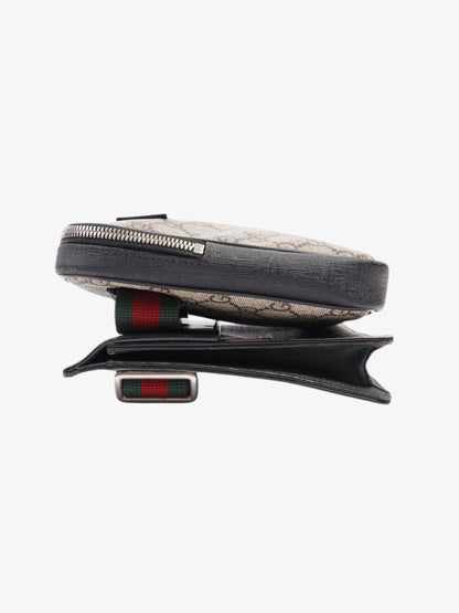 Gucci Two Pocket Belt Bag GG Supreme / Black Coated Canvas