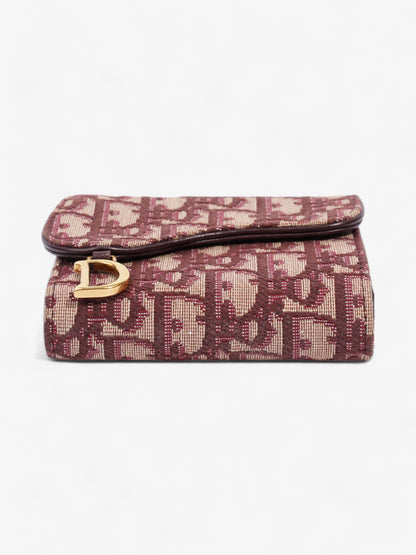 Christian Dior Saddle Card Holder Burgundy Canvas