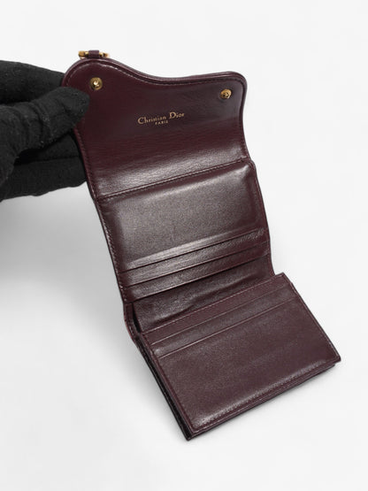 Christian Dior Saddle Card Holder Burgundy Canvas