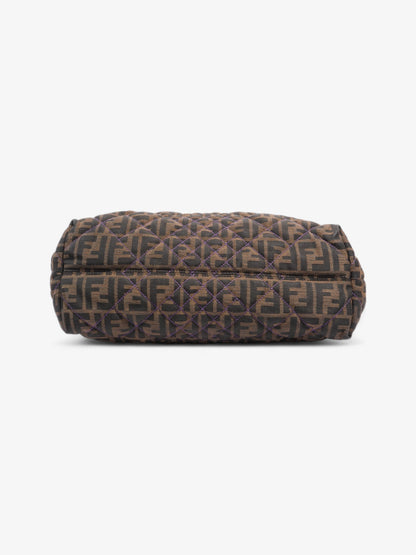 Fendi Quilted Roll Tote Brown FF / Purple Stitching / Black Cotton