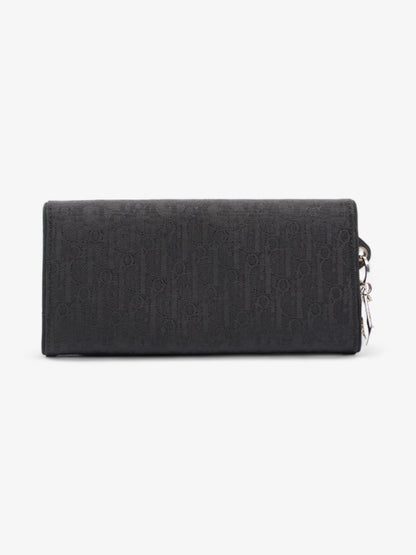 Christian Dior CD Icon Trifold Wallet Black Diorissimo Canvas