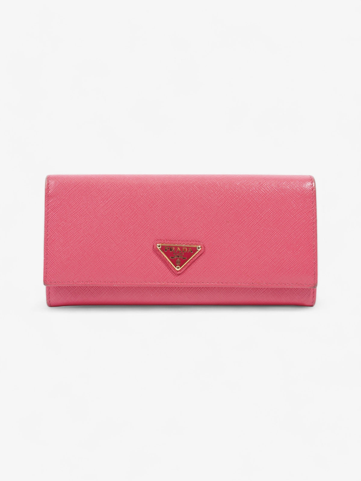 Prada Logo Continental Wallet Pink Saffiano Leather