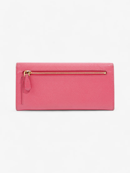 Prada Logo Continental Wallet Pink Saffiano Leather
