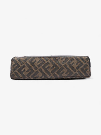 Fendi Diagonal Flat Pouch Tobacco / Black Coated Canvas