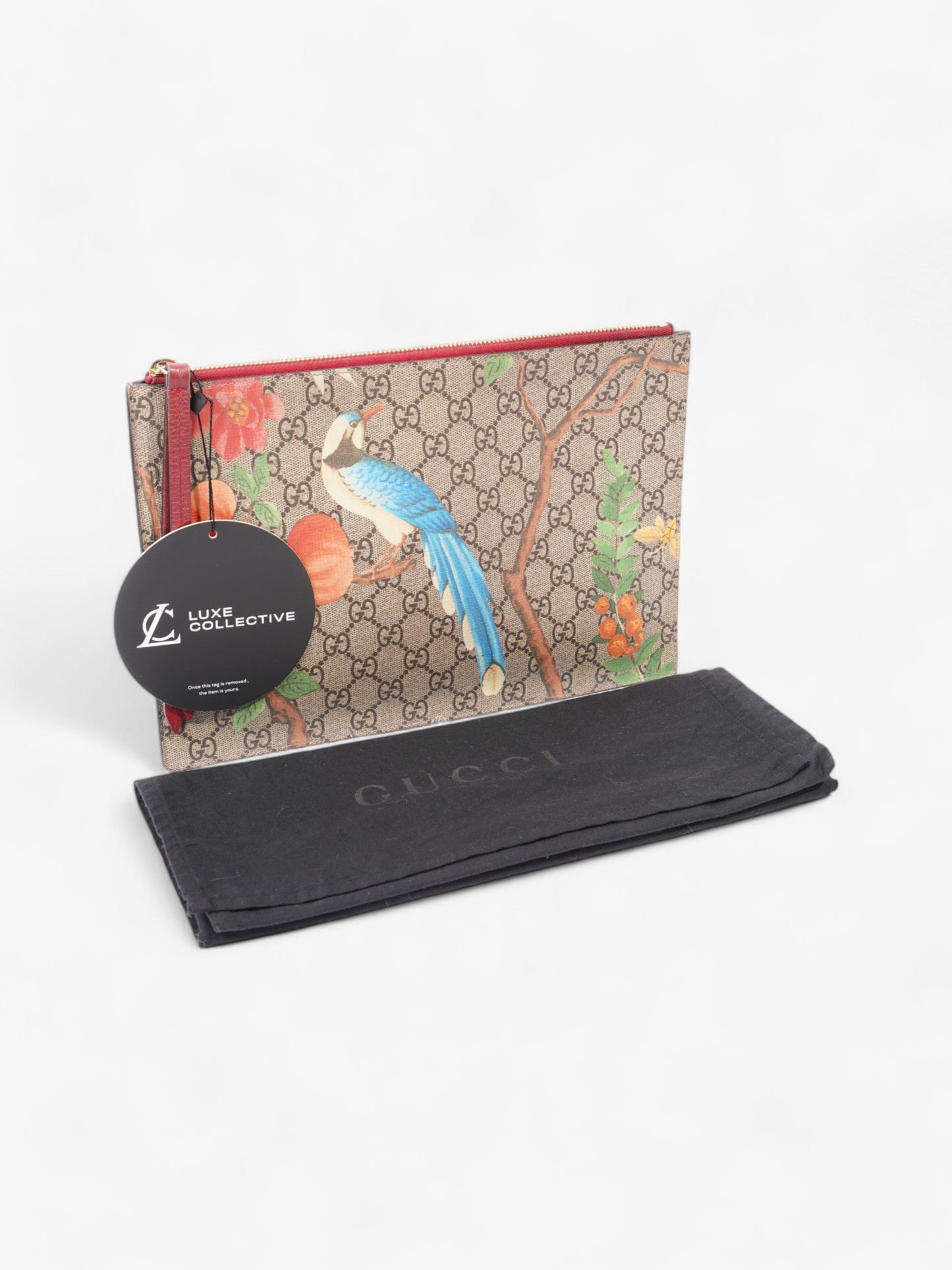 Gucci Floral Bird Clutch Supreme Coated Canvas