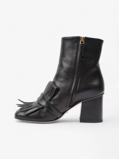 Gucci GG Marmont Fringe Block Heel 70mm Black Leather EU 37 UK 4