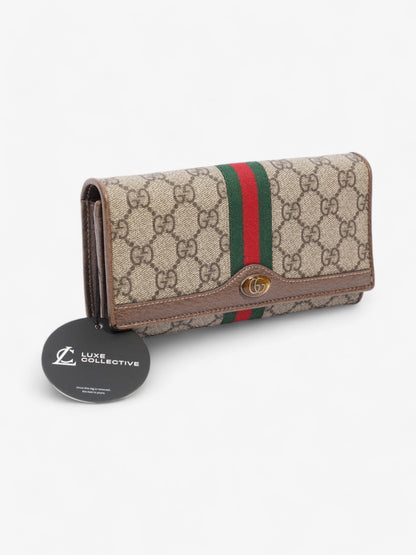 Gucci Ophidia Wallet GG Supreme / Green / Red Coated Canvas